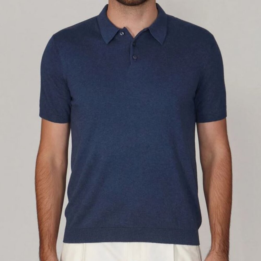 *NEW Paul James Ultra Fine Cotton Short Sleeve Polo Blue Size Medium